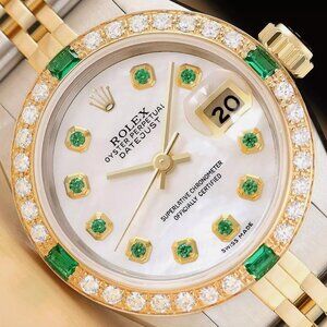 NEW ROLEX LADIES DATEJUST MOTHER OF PEARL DIAMOND 18K GOLD SS WATCH